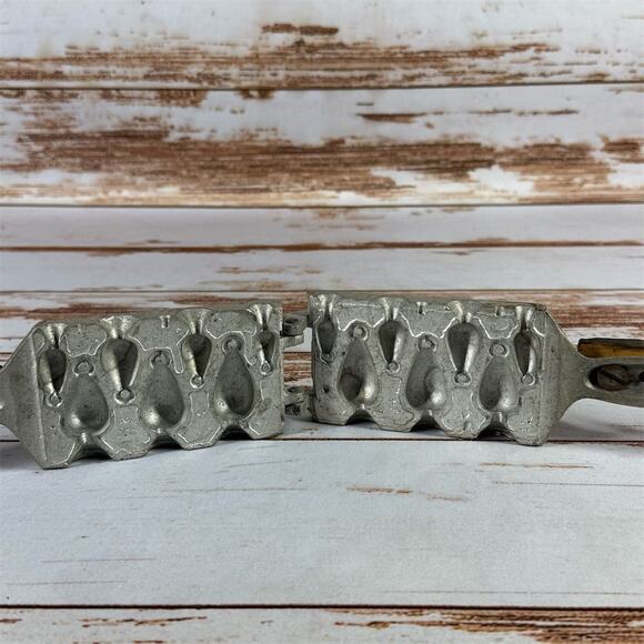 Vintage E.L. Sweet & Son Tonawanda NY Sinker Mould by Slaymaker w/Wooden Handle - Picture 2 of 4